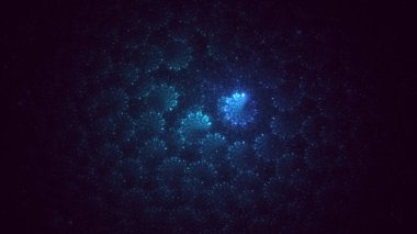 3D görüntüleme, soyut mavi teknoloji fraktal arkaplan. Bu AI Generatd illüstrasyonu değil.