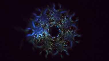 3D görüntüleme, soyut mavi teknoloji fraktal arkaplan. Bu AI Generatd illüstrasyonu değil.