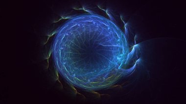 3D el yapımı soyut yuvarlak ışık arkaplanı. Bu AI Generatd illüstrasyonu değil.