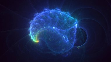 3D el yapımı soyut mavi fraktal ışık arkaplanı. Bu AI Generatd illüstrasyonu değil.
