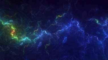 3D el yapımı soyut mavi fraktal ışık arkaplanı. Bu AI Generatd illüstrasyonu değil.
