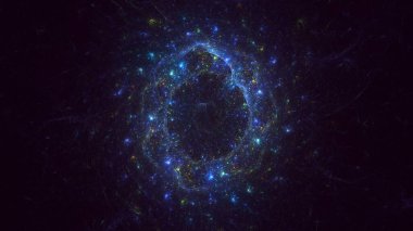 3D el yapımı soyut mavi fraktal ışık arkaplanı. Bu AI Generatd illüstrasyonu değil.