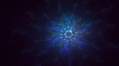 3D el yapımı soyut mavi fraktal ışık arkaplanı. Bu AI Generatd illüstrasyonu değil.