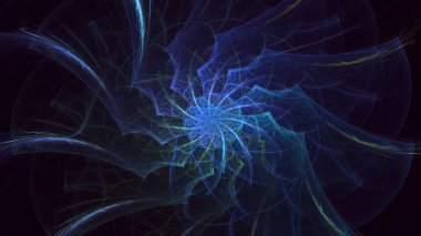 3D el yapımı soyut mavi fraktal ışık arkaplanı. Bu AI Generatd illüstrasyonu değil.