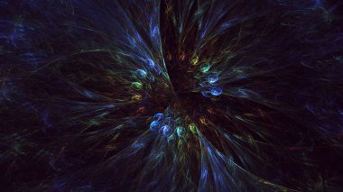 3D el yapımı soyut mavi fraktal ışık arkaplanı. Bu AI Generatd illüstrasyonu değil.