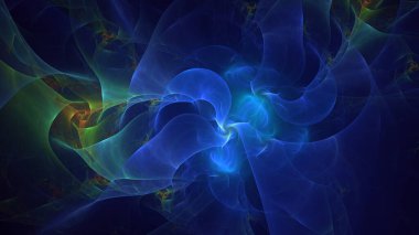 3D el yapımı soyut mavi fraktal ışık arkaplanı. Bu AI Generatd illüstrasyonu değil.