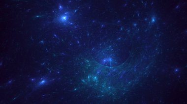 3D el yapımı soyut mavi fraktal ışık arkaplanı. Bu AI Generatd illüstrasyonu değil.