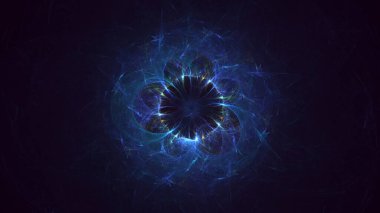 3D el yapımı soyut mavi fraktal ışık arkaplanı. Bu AI Generatd illüstrasyonu değil.