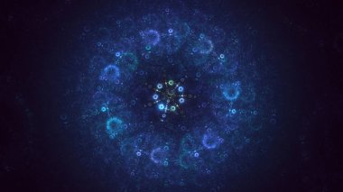 3D görüntüleme, soyut mavi teknoloji fraktal arkaplan. Bu AI Generatd illüstrasyonu değil.