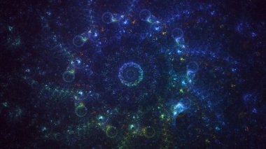 3D görüntüleme, soyut mavi teknoloji fraktal arkaplan. Bu AI Generatd illüstrasyonu değil.