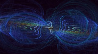 3D görüntüleme, soyut mavi teknoloji fraktal arkaplan. Bu AI Generatd illüstrasyonu değil.