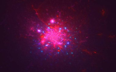 Soyut fraktal ışık arkaplanı 3 boyutlu oluşturuluyor