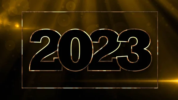 Year 2023 Gold Colour Luxury Background Golden Elements Illustration — 图库照片