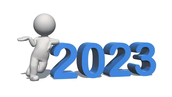 Mudança Ano Para 2023 Com Pessoas Isoladas Fundo Branco Ilustração — Fotografia de Stock