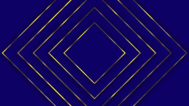 Lüks grafik arkaplan - mavi arkaplanda altın çerçeveli kare ögeler - 3D Görüntü