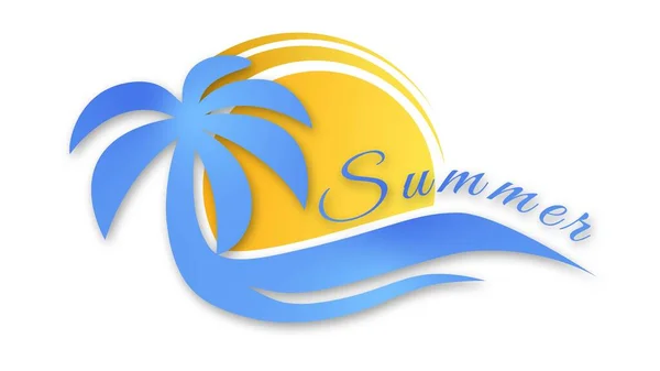 Palm sun summer logo - 3D Illustration