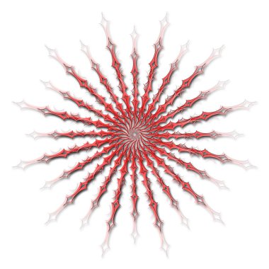 Abstract graphic background - loop shape illusion in red color with fading transition on white background - 3D Illustration