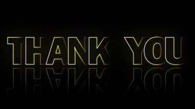 Teşekkürler harf - vuruş metni siyah arkaplan üzerindeki renk değiştirme altında animasyonu gösterir