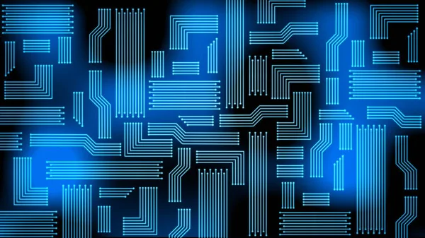 Концепция Сетевых Вычислительных Технологий Стилизованная Плата Синем Цвете Illustration — стоковое фото