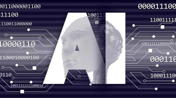Inteligencia Artificial Cabeza Robótica Abstracta Letra Antecedentes Tecnológicos Digitales Futuristas — Foto de Stock