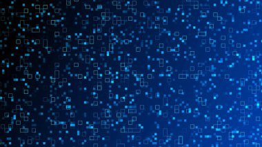 Dijital teknoloji arkaplanı - dijital veri kareleri ile mavi desenli piksel arkaplan - 3D İllüstrasyon