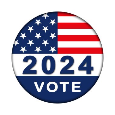 Amerika Birleşik Devletleri 'nde seçim 2024 - daire şeklinde bayrak ile seçimler için grafik - 3D İllüstrasyon
