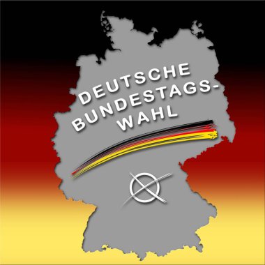 Almanya 'da Bundestagswahl 2025 - Alman renkleri ve tipografisi ile afiş - seçim oylaması için poster - 3D İllüstrasyon