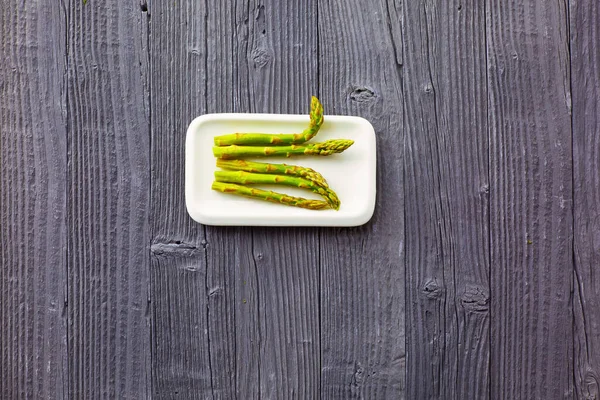 Espárragos Verdes Frescos Tazón Alimento Sano Dietético Ecológico —  Fotos de Stock