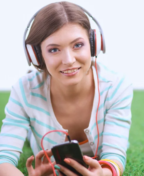 Jonge Vrouw Die Naar Muziek Luistert Jonge Vrouw — Stockfoto