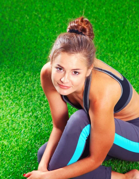 Relax Grass Tired Woman Sport Relax — Stock Photo, Image