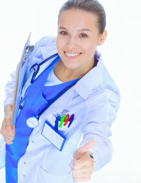 Vrouwelijke Dokter Met Klembord Vrouwelijke Dokter — Stockfoto