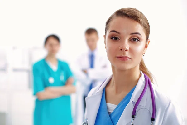 Woman Doctor Standing Folder Hospital — Stock Photo, Image