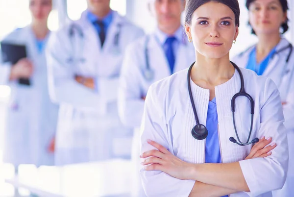 Група Лікарів Медсестер Стоять Лікарняній Кімнаті — стокове фото