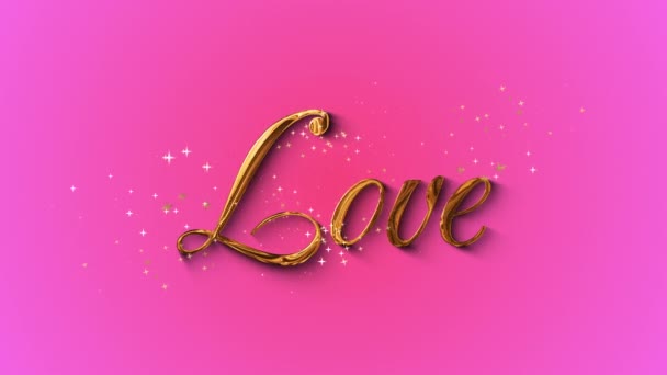 Golden Love Text Pink Green Background Display Pink Background Green — Stock Video