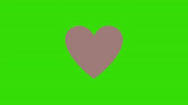 Yeşil perde arkaplanı olan çeşitli canlanmış kalpler. Video projeniz için uygun