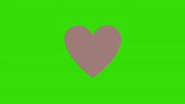 Yeşil perde arkaplanı olan çeşitli canlanmış kalpler. Video projeniz için uygun