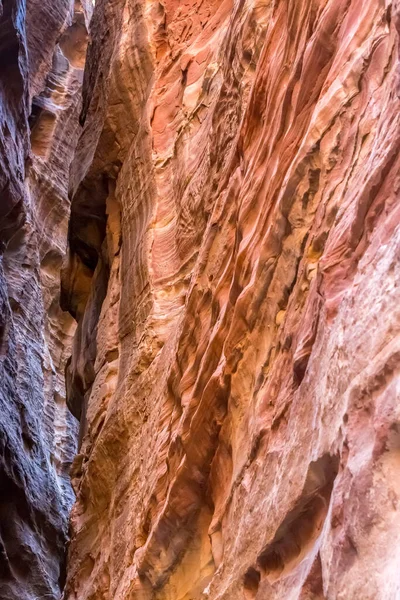 Siq Wąski Czerwony Kanion Tło Tekstury Ściany Petra Jordania Unesco — Zdjęcie stockowe