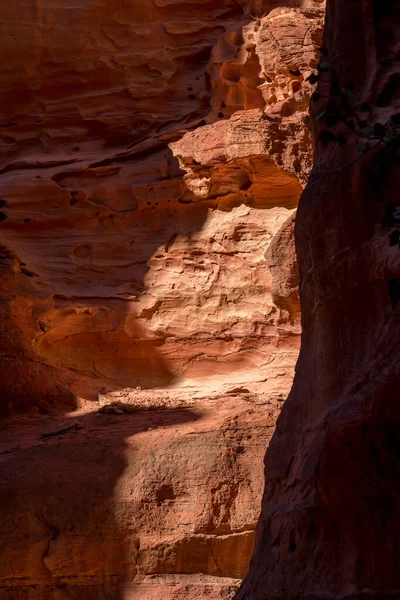 Siq Narrow Red Canyon Wall Texture Background Petra Jordan Unesco — Stock Photo, Image