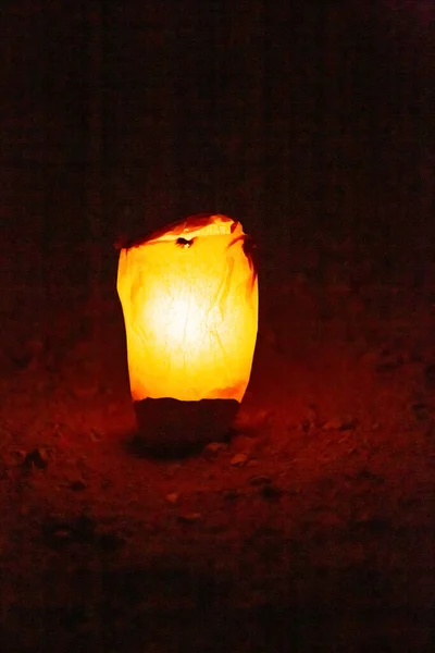 Close Light Paper Lantern Petra Night Jordan — Stock Photo, Image