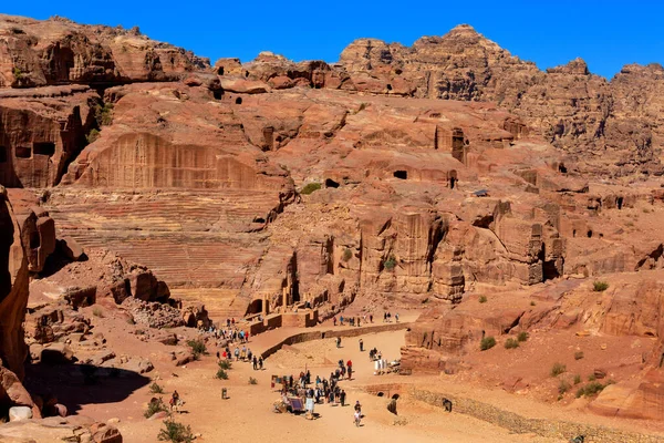 Petra Jordanië November 2022 Nabatees Amfitheater Oude Stad Hooghoekig Uitzicht — Stockfoto