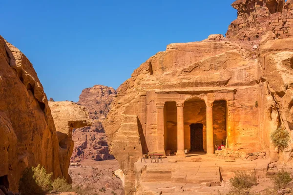 Petra Jordania Templo Del Jardín Sendero Wadi Farasah Alto Lugar — Foto de Stock