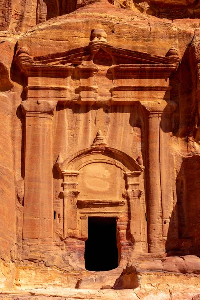 Petra Wadi Musa Jordânia Pedra Esculpida Renaissance Tomb Fachada Rua — Fotografia de Stock