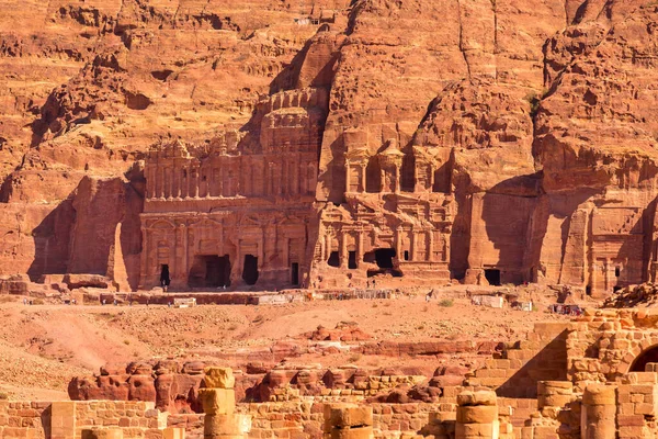 Petra Jordanië Graf Van Unayshu Gesneden Rode Rots Oude Stad — Stockfoto