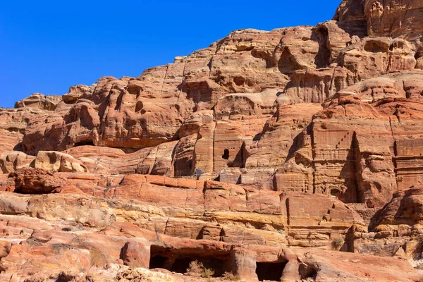 Cueva Antigua Ciudad Petra Jordania Petra Famoso Sitio Histórico Arqueológico — Foto de Stock