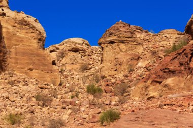Kum taşı kanyonu, Petra, Ürdün 'deki kayalık oluşumlar, UNESCO Dünya Mirası Alanı