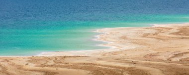 Ürdün, Ölü Deniz kıyısı, tuz kristalleri dokusu, yüksek açı görünümü