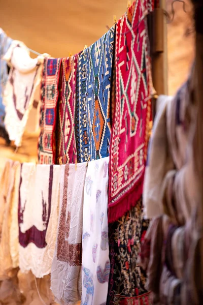 Colorful Handmade Woolen Bedouin Rugs Petra Jordan — Fotografie, imagine de stoc