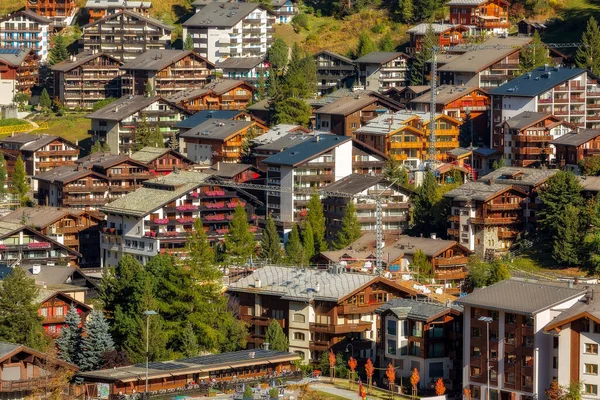Zermatt Schweiz Oktober 2019 Städtische Luftaufnahme Berühmten Schweizer Skigebiet Bunte — Stockfoto