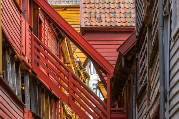 Bergen Noruega Vista Interior Colorido Casas Famosas Liga Hanseatic Bryggen — Fotografia de Stock