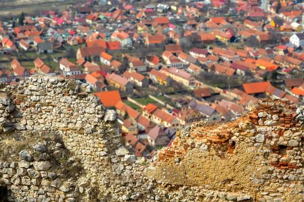 Rasnov Festung Alte Mauer Rumänien Und Altstadt Aus Der Vogelperspektive — Stockfoto